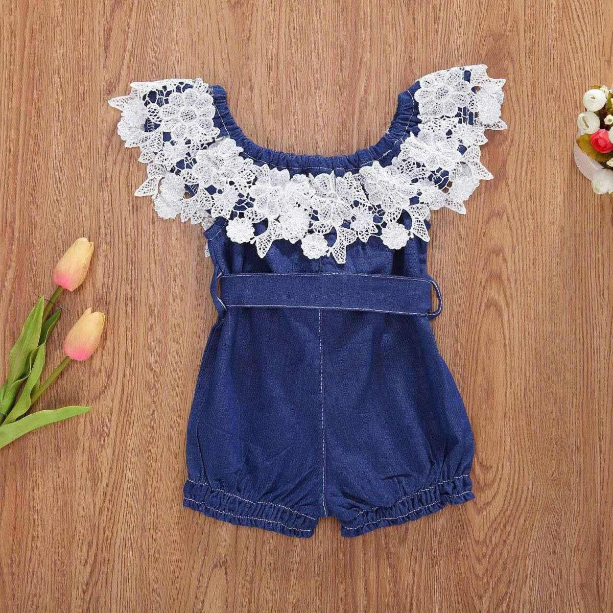 "Adorable Denim Bowknot Romper Set for Newborn Baby Girls (0-6 Months)"