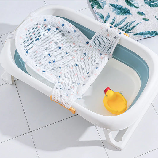 "Ultimate Comfort and Safety for Your Newborn: Adjustable Baby Bath Mat with Foldable Design and Shower Accessories"