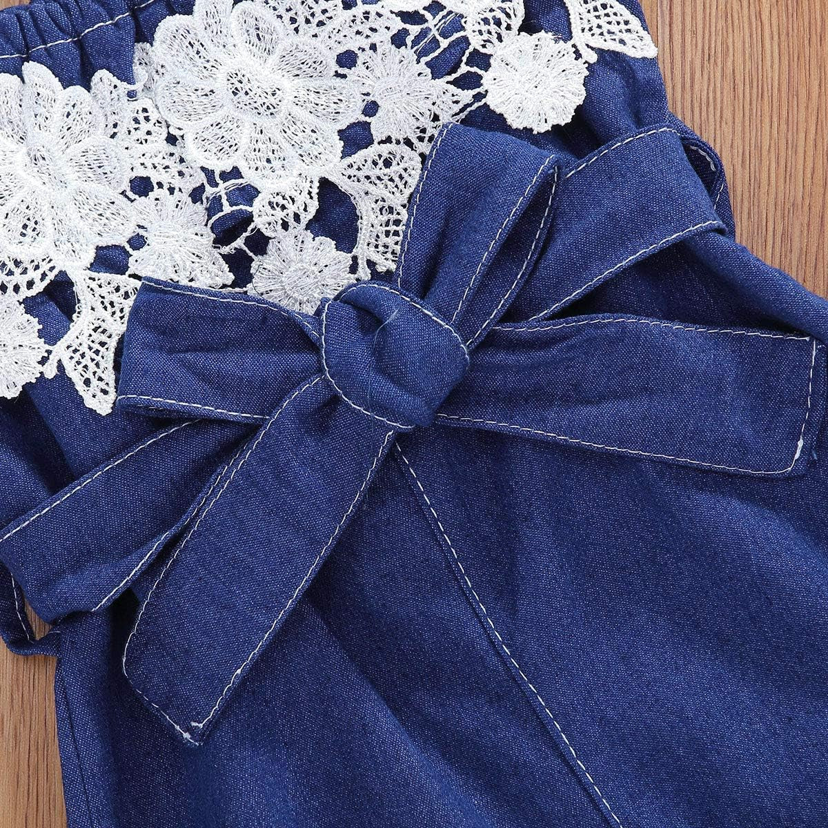 "Adorable Denim Bowknot Romper Set for Newborn Baby Girls (0-6 Months)"