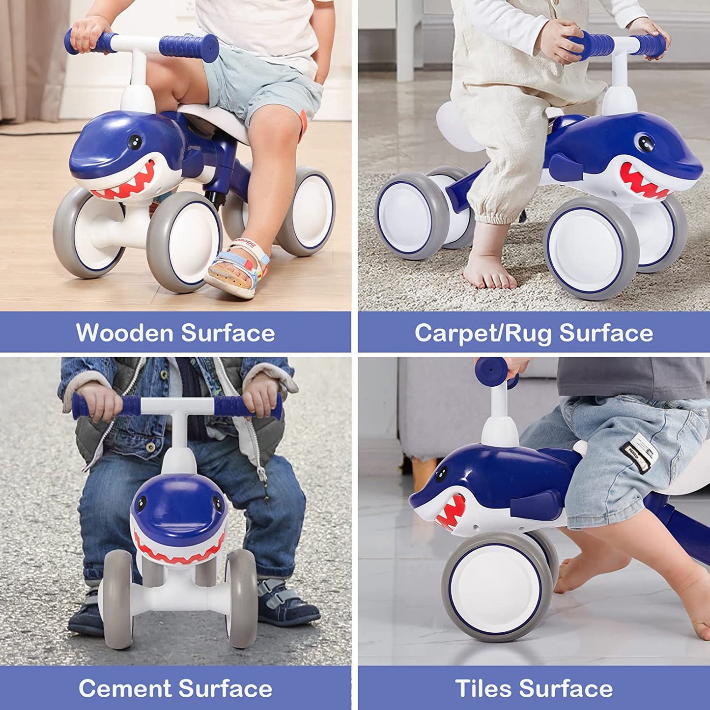 "Blue Shark Baby Balance Bike - the Perfect First Birthday Gift for Active Toddlers, 12-48 Months"