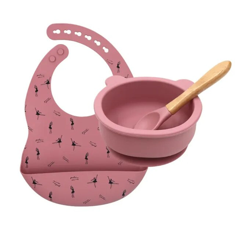 "Adorable and Practical Silicone Baby Bib Set with Bow and Spoon Design - Innovative Waterproof Sleeve Included!"